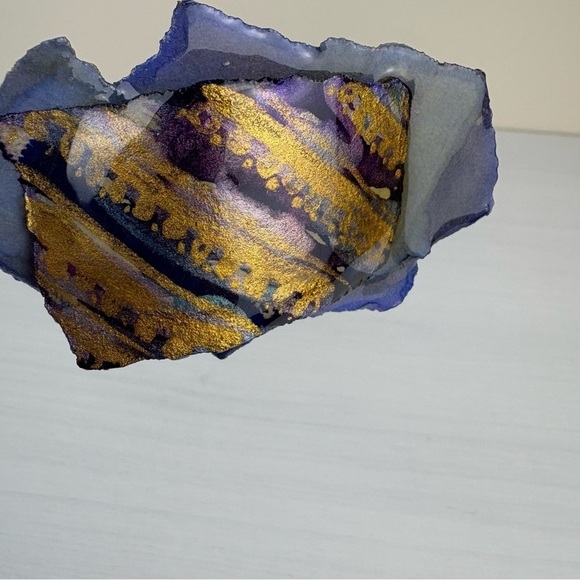 Vintage‎ 90s Postmodern Brooches Pins Set of 2 Handmade Paper Mache Acrylic - Picture 12 of 17